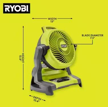Open Box - RYOBI ONE+ 18V Cordless 7-1/2 in. Bucket Top Misting Fan Kit with 1.5 Ah Battery and Charger