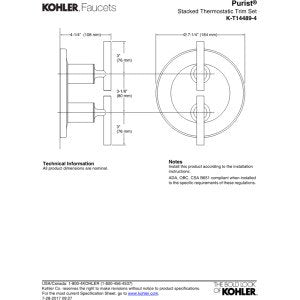 Open Box - Kohler K-T14489-4-SN - Thermostatic Valve Trim Faucet