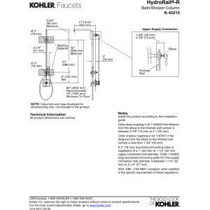 Open Box - Kohler K-45210-BN HydroRail Beam Shower Column 33" with Diverter and Check Valves for Katalyst Shower Heads