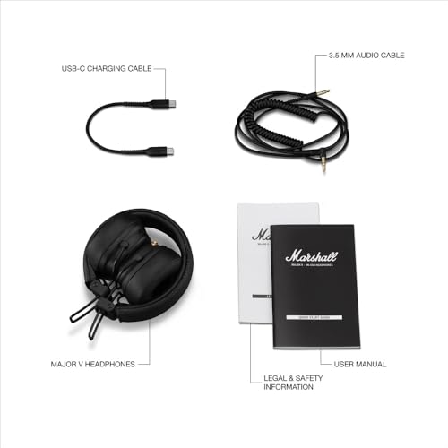 Certified Refurbished - Marshall - Major V Wireless On-Ear Headphones - Black MarshallBullseye Deals