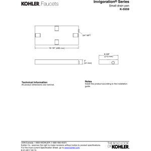 Open Box - Kohler K-5559-NA Invigoration Small Steam Generator Drain Pan