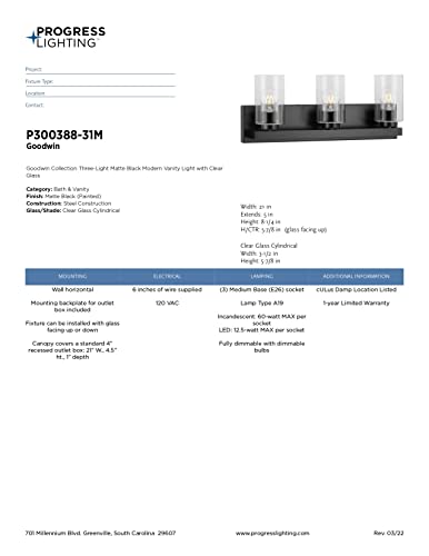 Open Box - Progress Lighting P300388-31M - Bathroom Fixtures Indoor Lighting