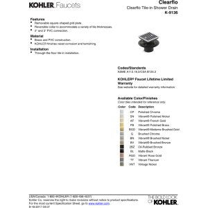 Open Box - Kohler K-9136-BV - Shower Drains Shower Accessories