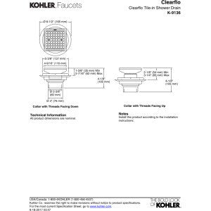 Open Box - Kohler K-9136-BV - Shower Drains Shower Accessories