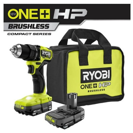 Open Box - Ryobi ONE+ HP 18V Brushless Cordless Compact 1/2 in. Drill/Driver Kit with (2) 1.5 Ah Batteries, Charger and Bag RyobiBullseye Deals