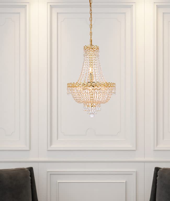 Open Box - Elegant Lighting V1900D16C/RC Century 8-Light, Two-Tier Crystal Chandelier, Finished in Chrome with Clear Crystals