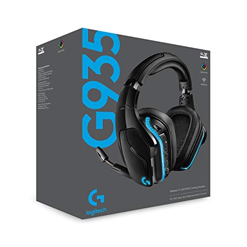 Refurbished - Logitech G935 Wireless DTS:X 7.1 Surround Sound LIGHTSYNC RGB PC Gaming Headset - Black/Blue