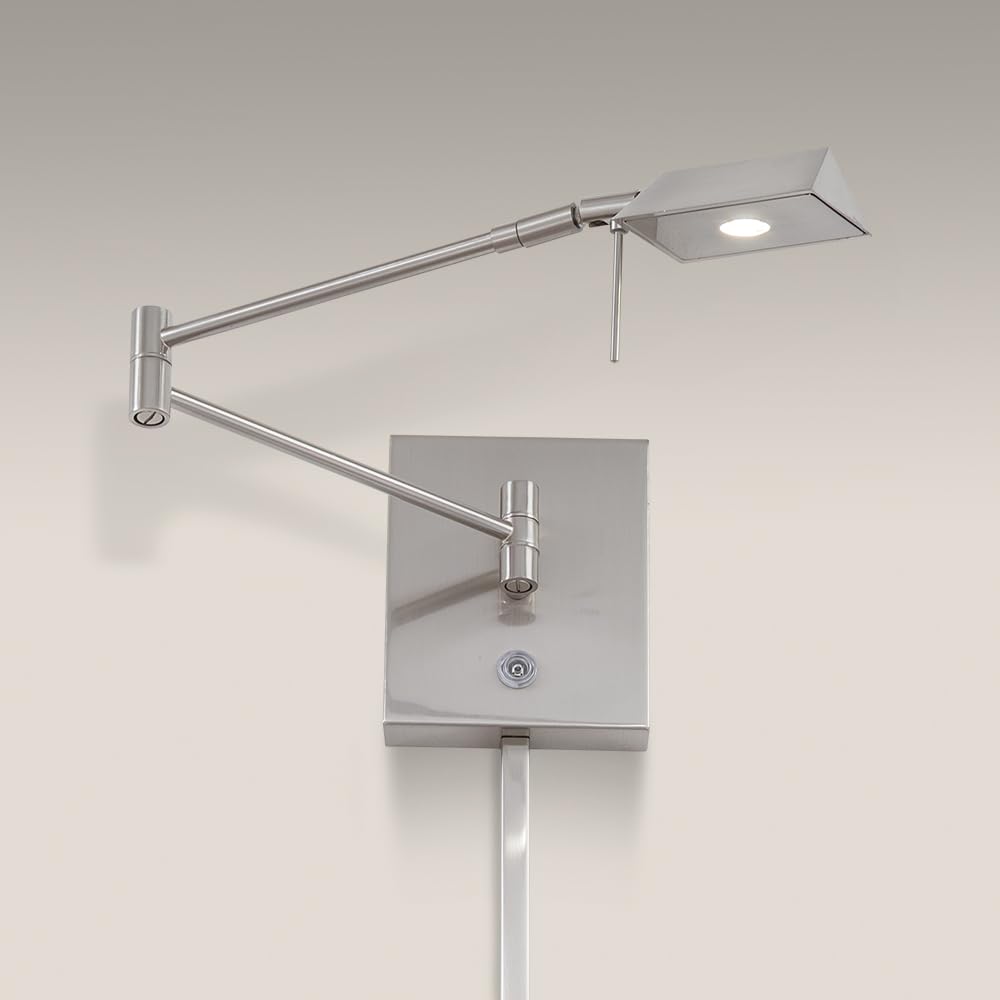 Open Box - Kovacs P4318-084 1 Light 6.25" Height LED Plug In Wall Sconce in Brushed Nickel with Pyramid Shade from the George's Reading Room Collection