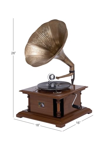 Open Box -  DecMode 28 H  18 W Wood Vintage Gramophone  Copper  1 - Piece DecModeBullseye Deals