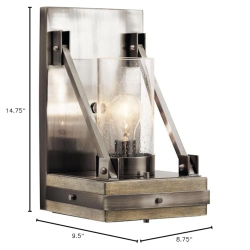 Open Box - Kichler 43436CLP Colerne Single Light 15" Tall Wall Sconce with Seedy Glass Cylinder Shade