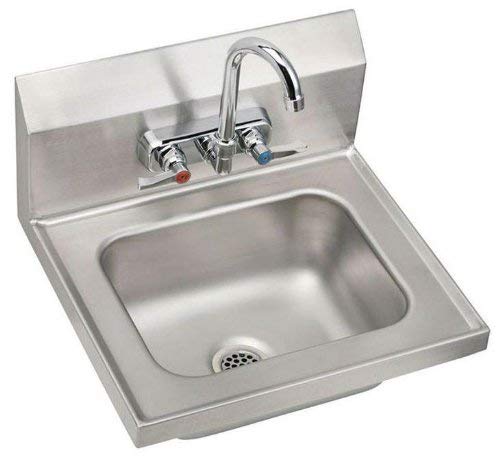 Open Box - Elkay CHSB1716C 16-3/4" Single Basin Wall Mounted Stainless Steel Lavatory Sink with High-Arc Commercial Faucet - Includes Drain