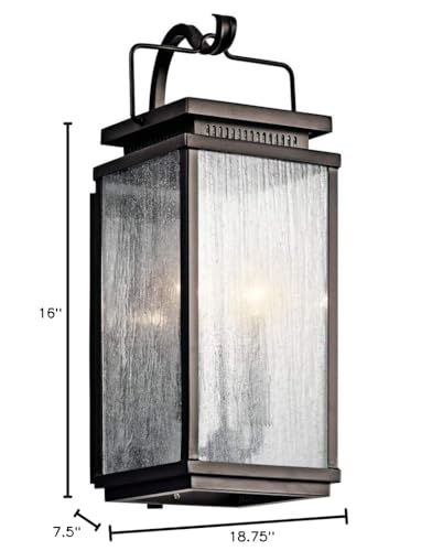 Open Box - Kichler 49385OZ Manningham Collection 2 Light 19" Outdoor Wall Light