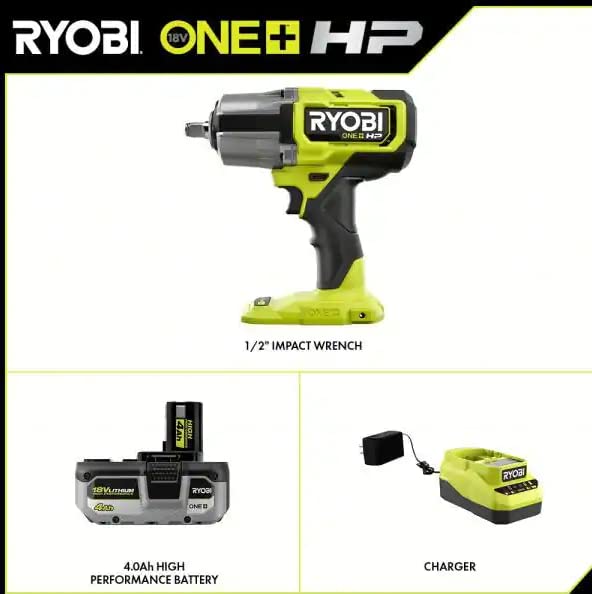 Open Box -  RYOBI ONE+ 18V Brushless Cordless 4-Mode 1/2 in. Impact Wrench Kit with 4.0 Battery and Charger RYOBIBullseye Deals