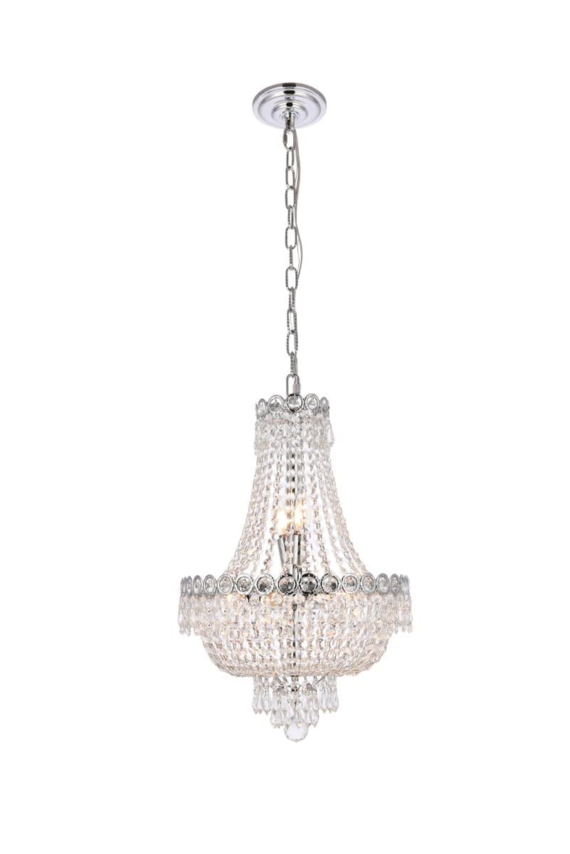 Open Box - Elegant Lighting V1900D16C/RC Century 8-Light, Two-Tier Crystal Chandelier, Finished in Chrome with Clear Crystals