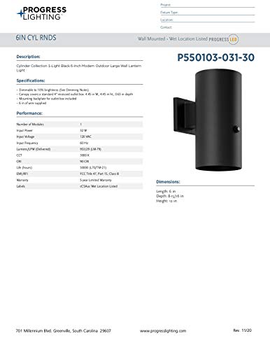 Open Box - Progress Lighting P550103-031-30 - Wall Sconces Outdoor Lighting