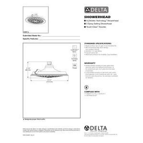 Open Box - Delta 52687-RB H2Okinetic Multi-Function Shower Head with H2Okinetic Technology