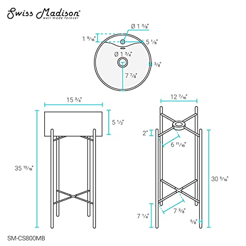 Open Box - Swiss Madison SM-CS800MB - Lavatory Sink Fixture