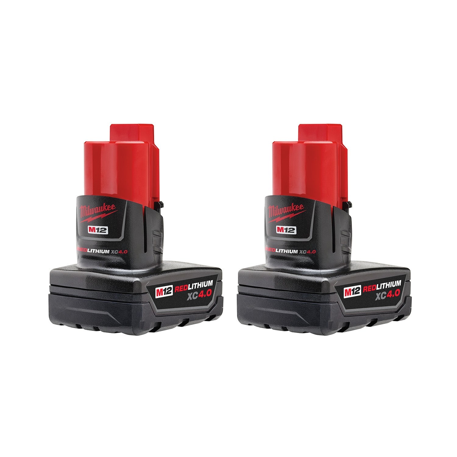 Open Box -  Milwaukee M12 12V Lithium-Ion XC Extended Capacity 4.0 Ah Battery 2-Pack w/PACKOUT Compact Wall Plate & M12 Battery Rack