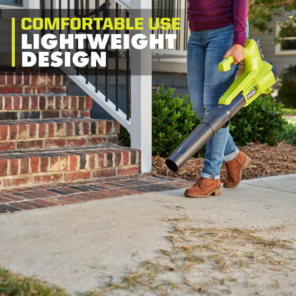 Open Box -  RYOBI ONE+ 18V 90 MPH 250 CFM Cordless Battery Leaf Blower/Sweeper with 2.0 Ah Battery and Charger