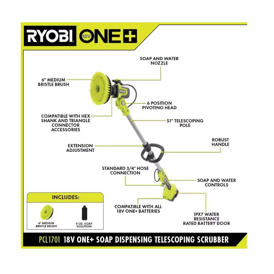 Open Box - RYOBI ONE+ 18V Cordless Soap Dispensing Scrubber (Tool Only)
