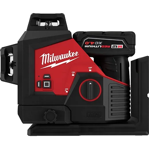 Open Box -  Milwaukee M12 12-Volt Lithium-Ion Cordless Green 250 ft. 3-Plane Laser Level Kit with One 4.0 Ah Battery, Charger and Case