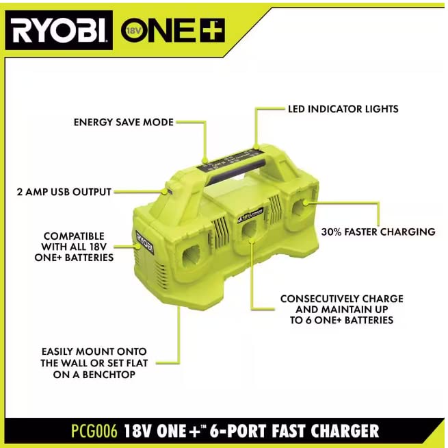 Open Box -  RYOBI ONE+ 18V 6-Port Fast Charger RYOBIBullseye Deals