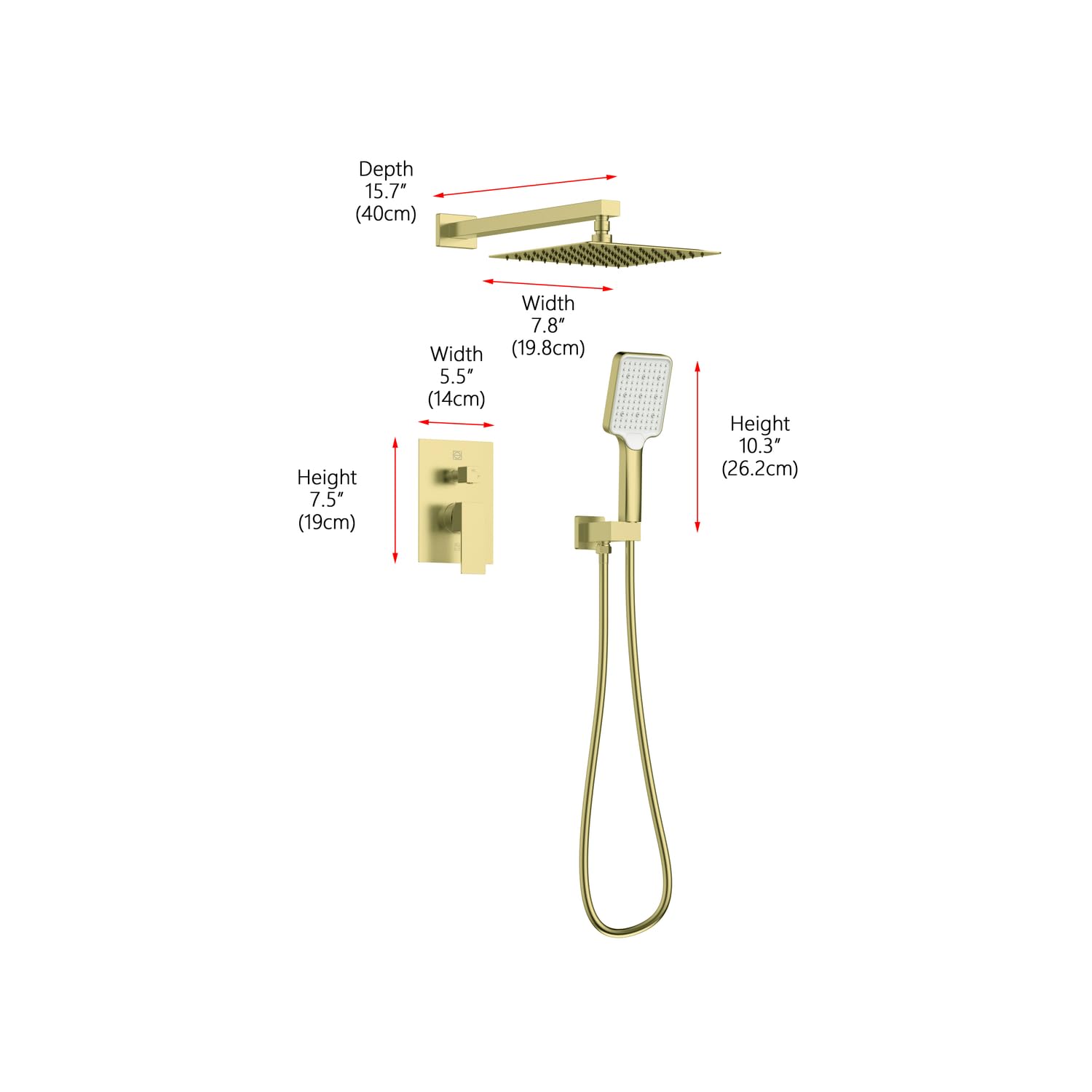 Open Box - Elegant Lighting FAS-9003BGD - Shower Only Showers