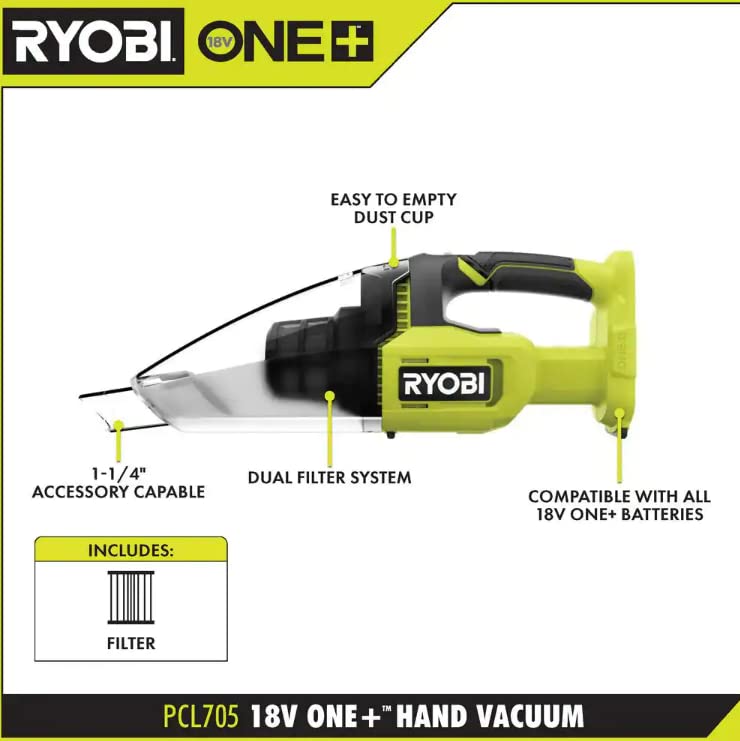 Open Box -  RYOBI ONE+ 18V Cordless Multi-Surface Handheld Vacuum (Tool Only)