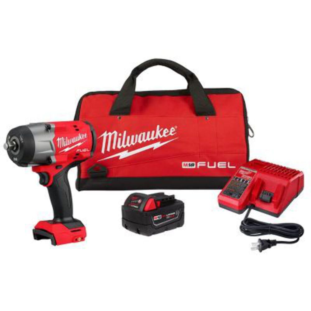 Open Box -  Milwaukee M18 FUEL 18V Lithium-Ion Brushless Cordless 1/2 in. Impact Wrench w/Friction Ring Kit w/One 5.0 Ah Battery and Bag MilwaukeeBullseye Deals