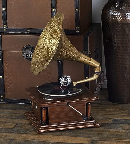 Open Box -  DecMode 28 H  18 W Wood Vintage Gramophone  Copper  1 - Piece DecModeBullseye Deals