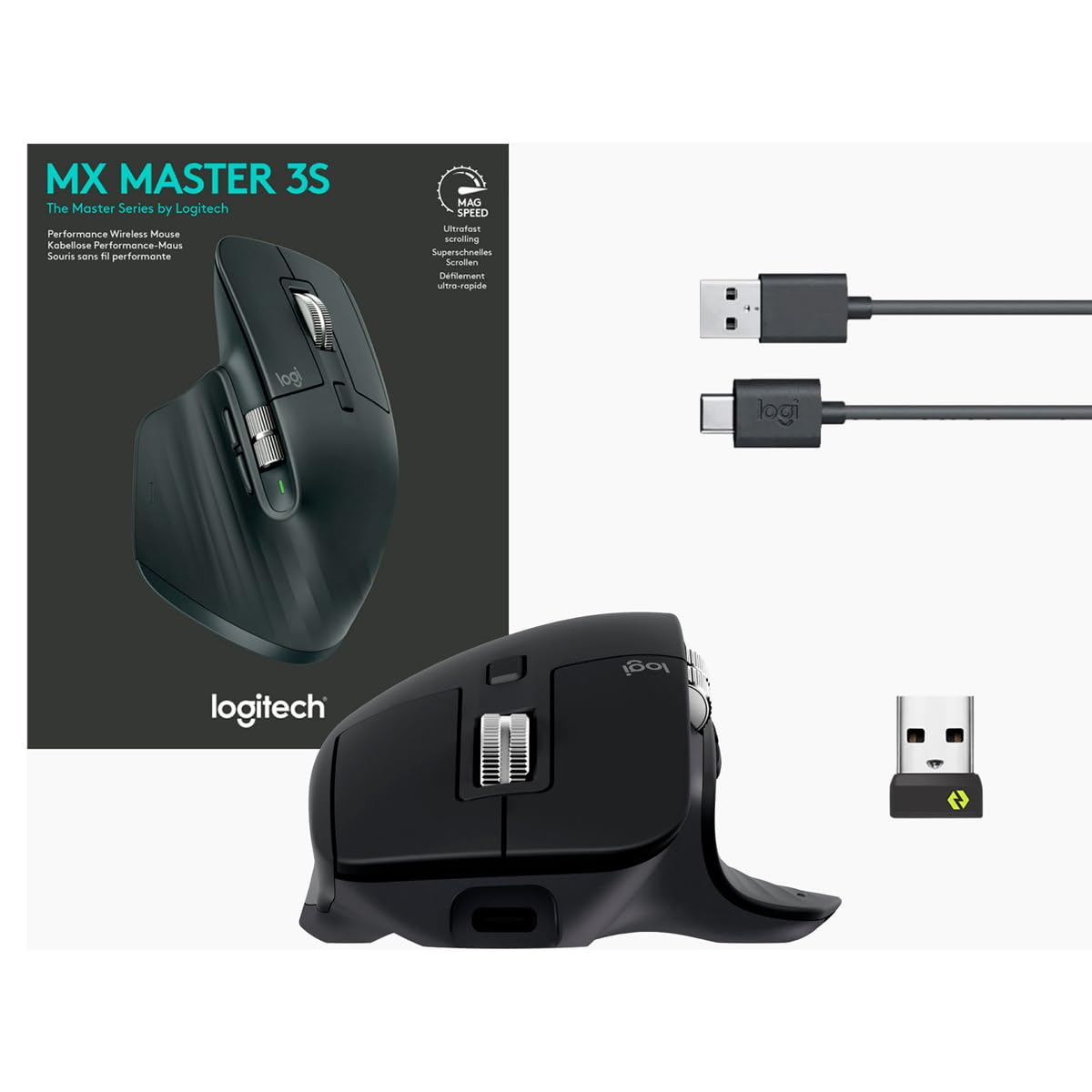 Open Box -  MX Master 3S Performance Wireless Mouse-BLACK-BT- 910-006556