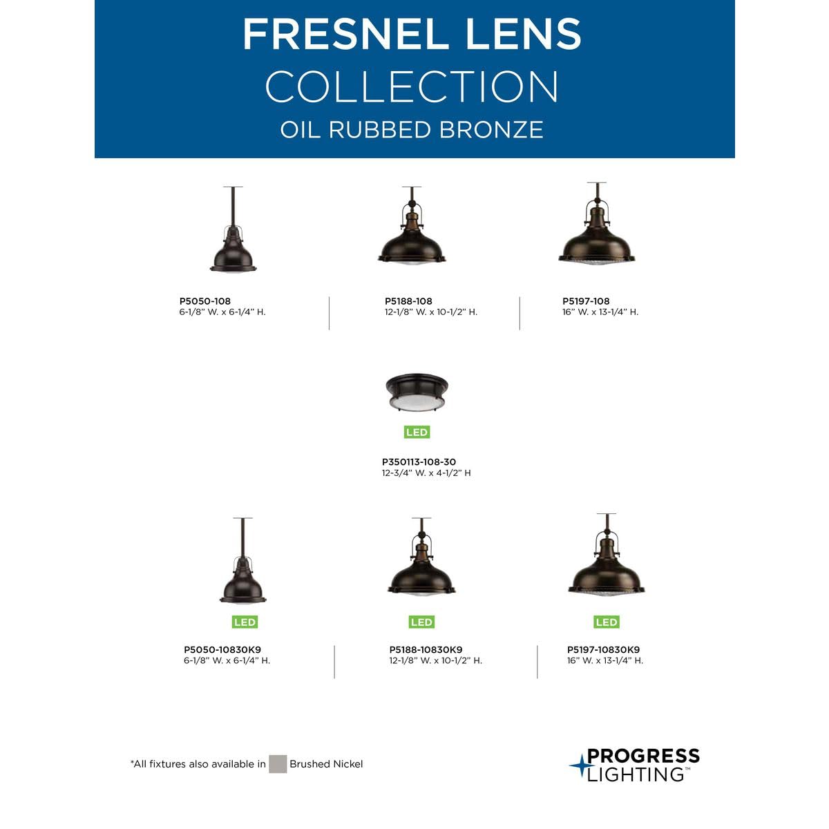 Open Box - Progress Lighting P5050-108 Single Light 6" Wide Pendant with Fresnel Glass Lens