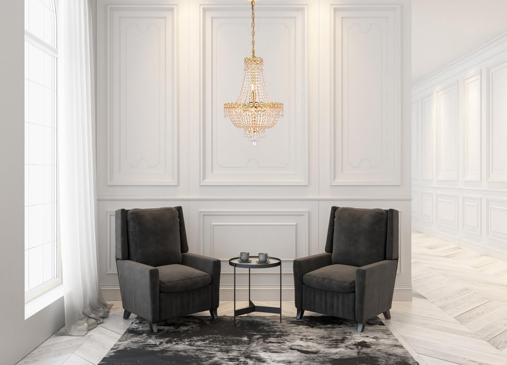Open Box - Elegant Lighting V1900D16C/RC Century 8-Light, Two-Tier Crystal Chandelier, Finished in Chrome with Clear Crystals