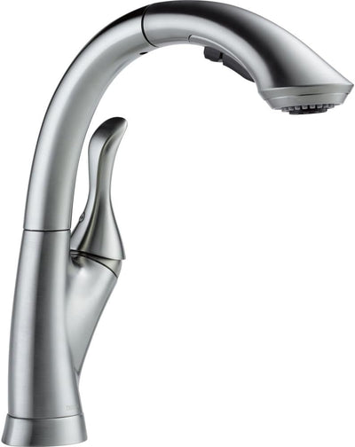 Open Box - Delta 4153-AR-DST Linden Pull-Out Kitchen Faucet with Temporary Flow Increase and Optional Base Plate - Includes