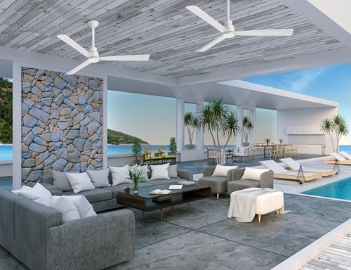 Open Box - MinkaAire F787-WHF 3 Blade 52" Simple Outdoor Ceiling Fan - Remote and Blades Included