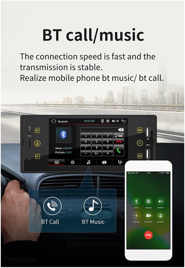 Tobato 77 Sw150 Black Vehicle Multimedia System 5  Display