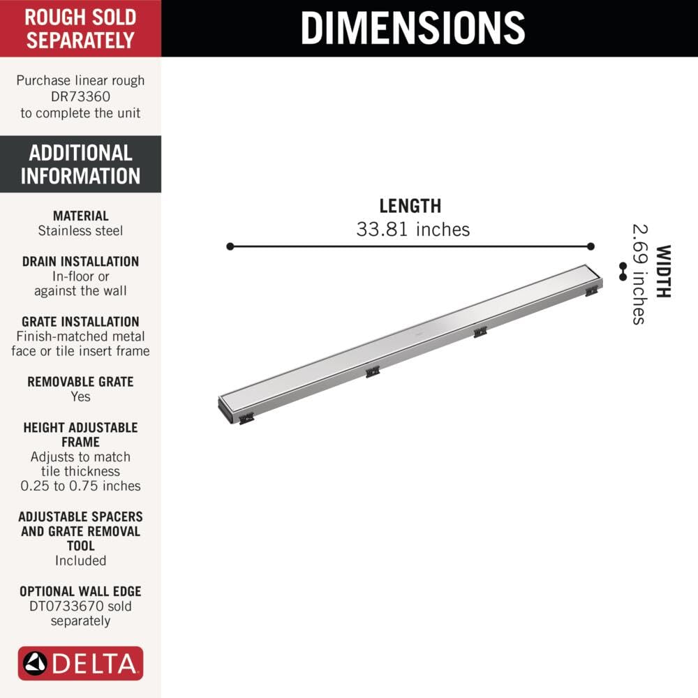 Open Box - Delta DT0733613 - Shower Drain Parts Bath and Shower Parts