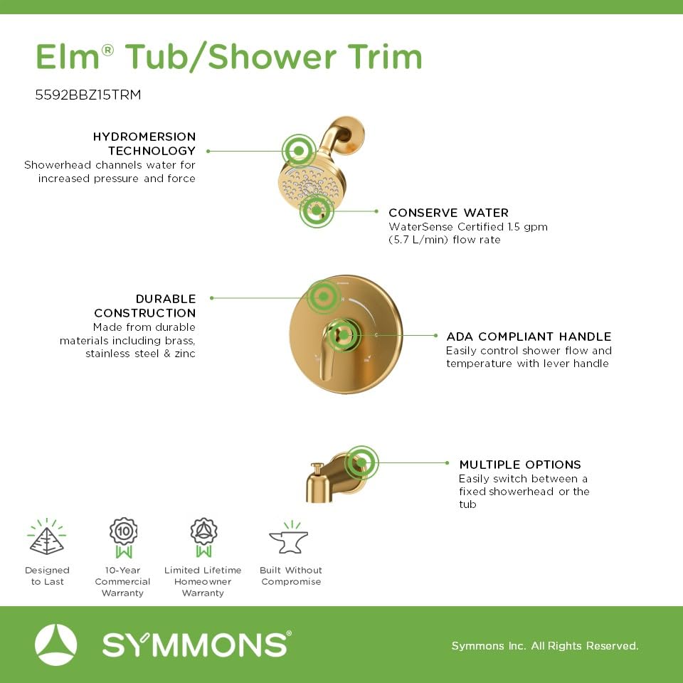 Open Box - Symmons 5592BBZ15TRM - Tub and Shower Showers