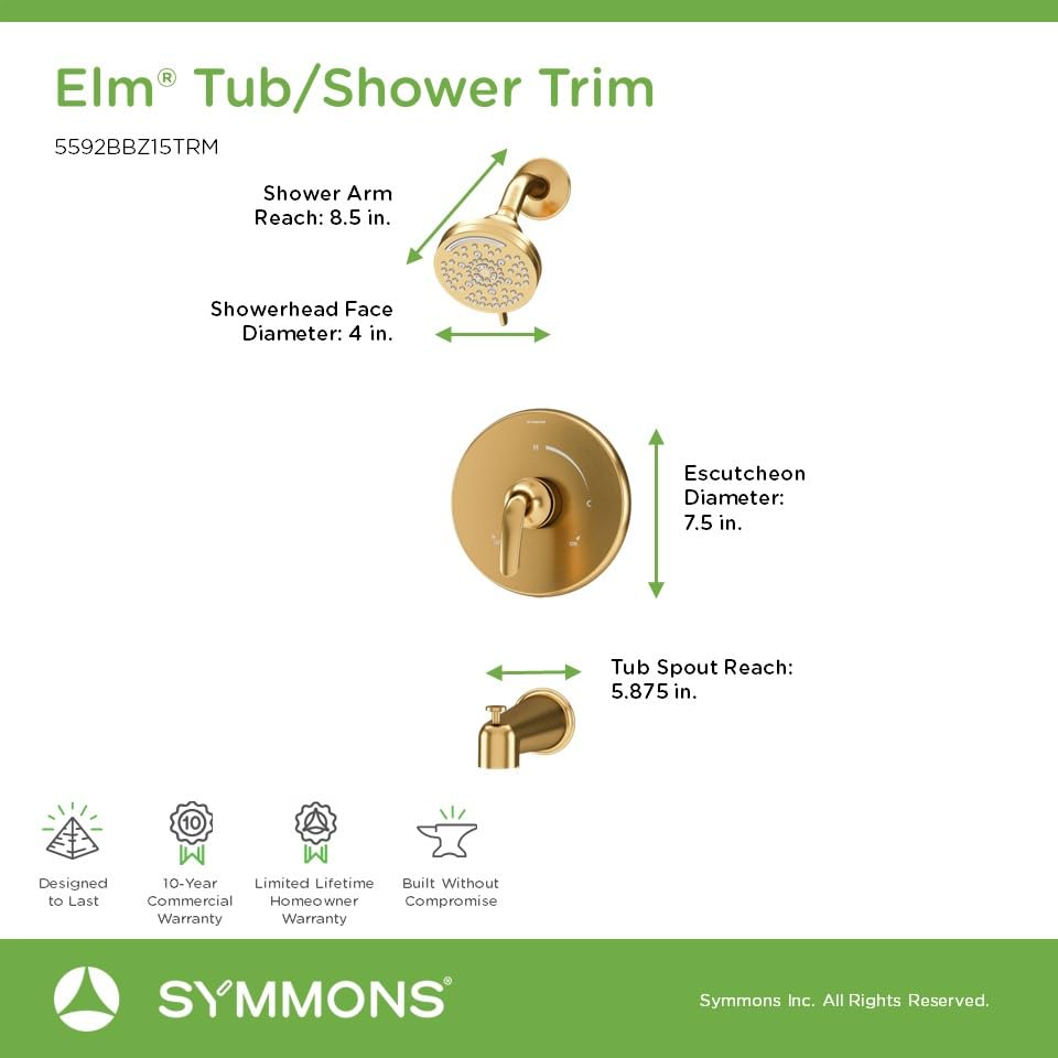 Open Box - Symmons 5592BBZ15TRM - Tub and Shower Showers