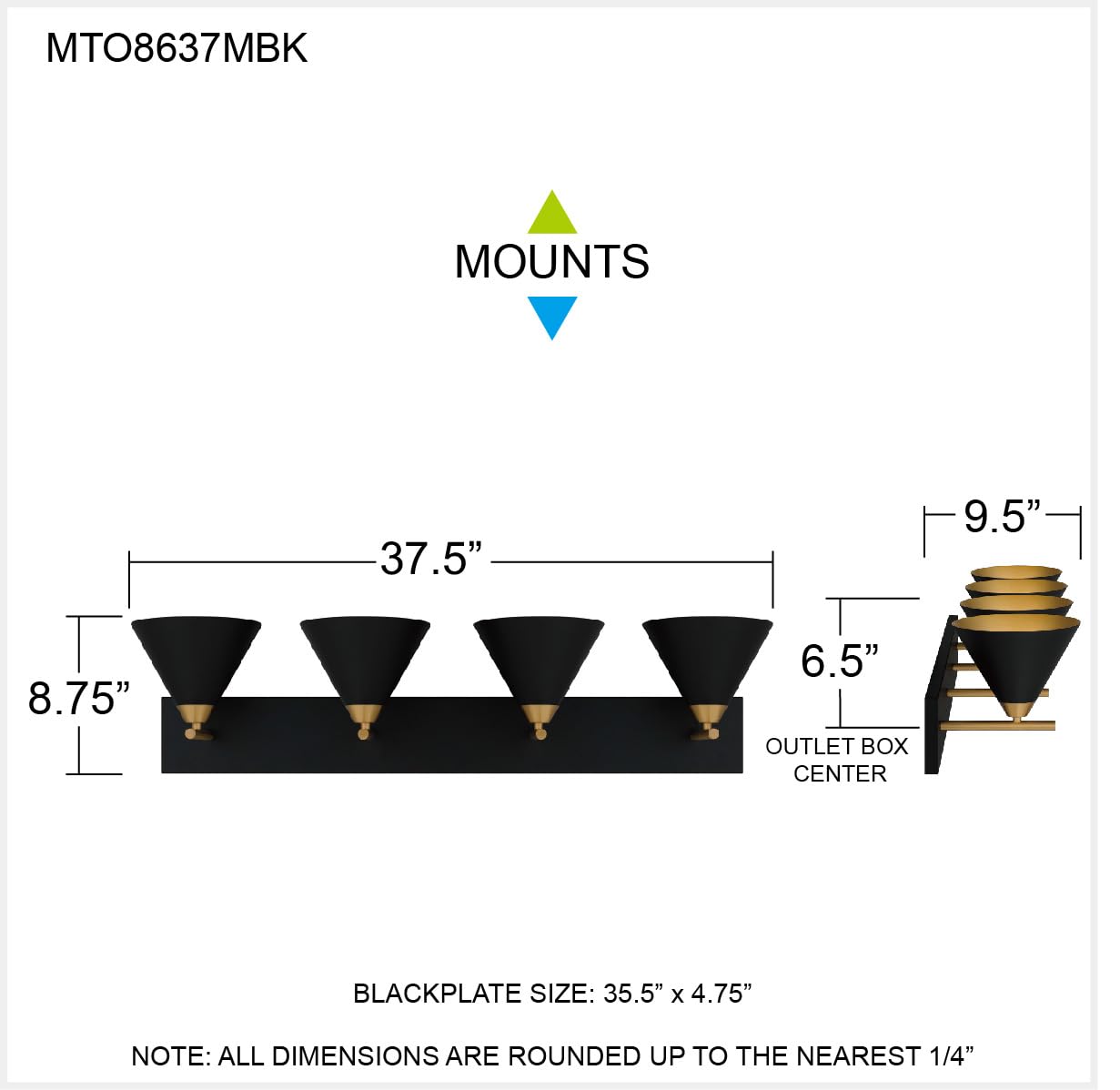 Open Box - Quoizel MTO8637MBK - Bathroom Fixtures Indoor Lighting