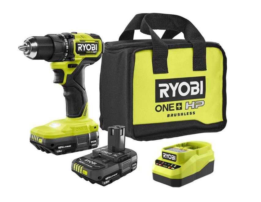 Open Box -  Ryobi ONE+ HP 18V Brushless Cordless Compact 1/2in. Drill/Driver Kit with (2) 1.5 Ah Batteries and Charger