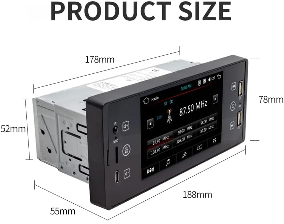 Tobato 77 Sw150 Black Vehicle Multimedia System 5  Display