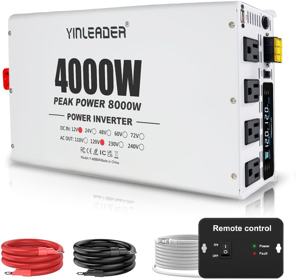 New - Vanecl Ym-0006 Power Inverter 12v-120v, 4000w, Usb Output