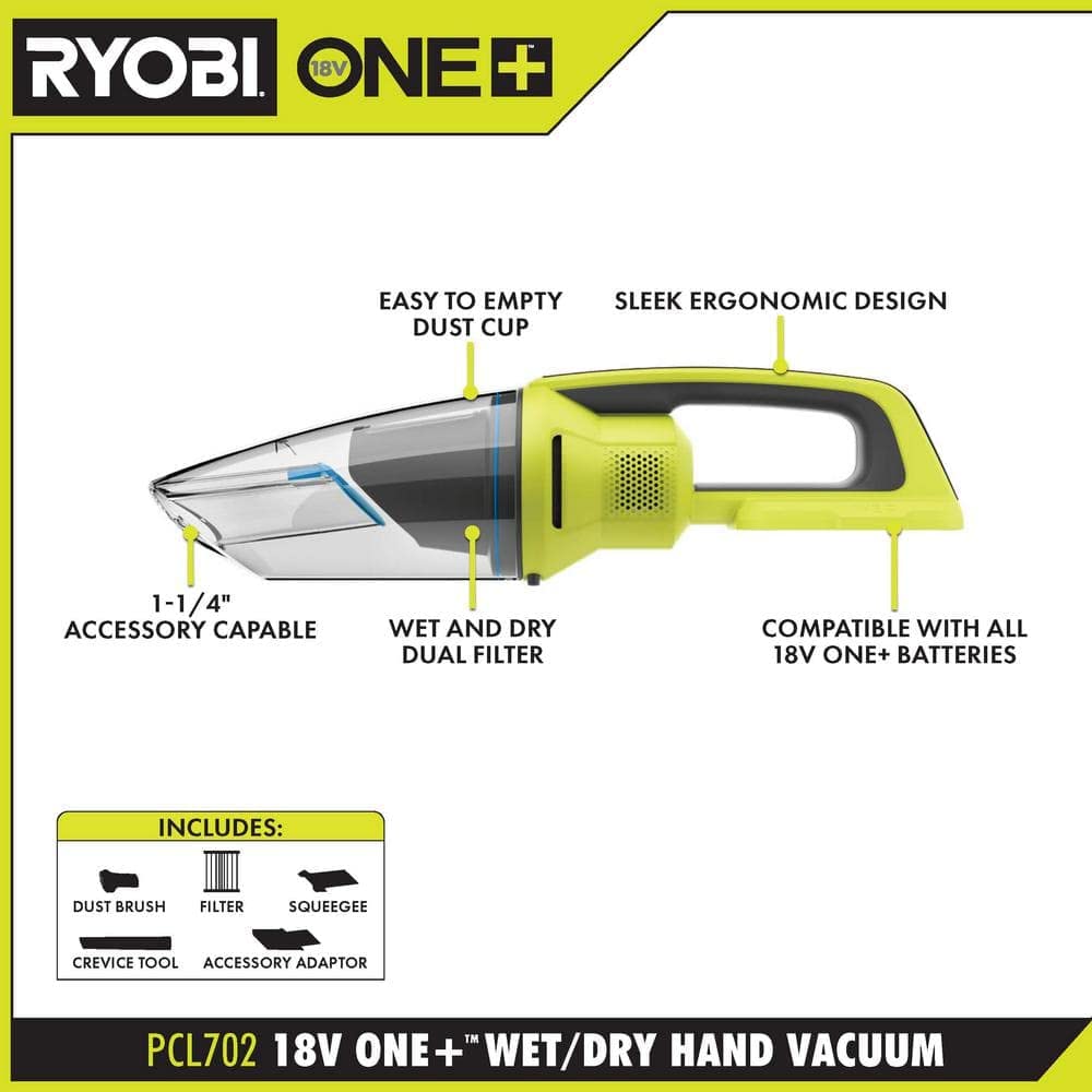 Open Box - RYOBI 18V ONE+ Cordless Wet/Dry Hand Vacuum (Tool Only) RYOBIBullseye Deals
