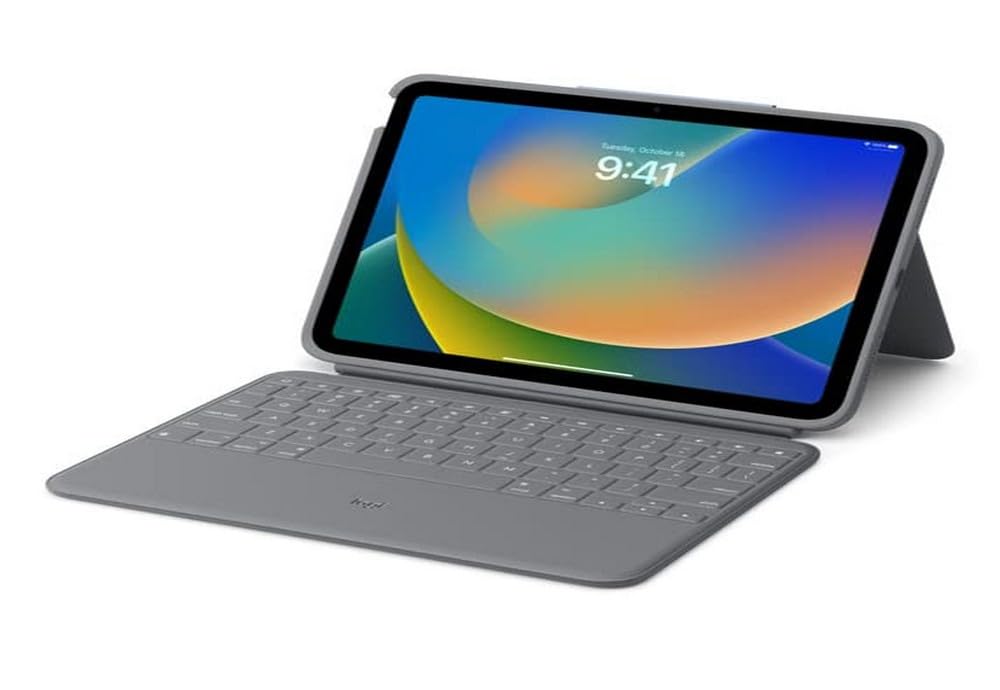 Refurbished - Logitech Rugged Folio for iPad (10th Gen) - Protective Keyboard Case, Smart Connector (Graphite)