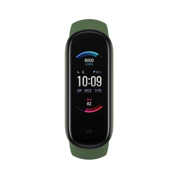 Amazfit Band 5 Smartwatch 1.1  Black Case, Olive Band
