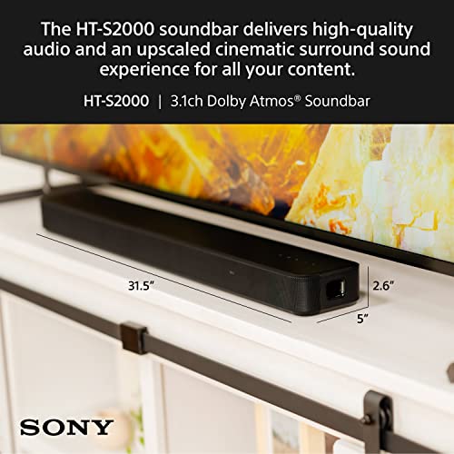 Certified Refurbished - Sony HT-S2000: 3.1ch Dolby Atmos/DTS:X Soundbar Surround Sound SonyBullseye Deals