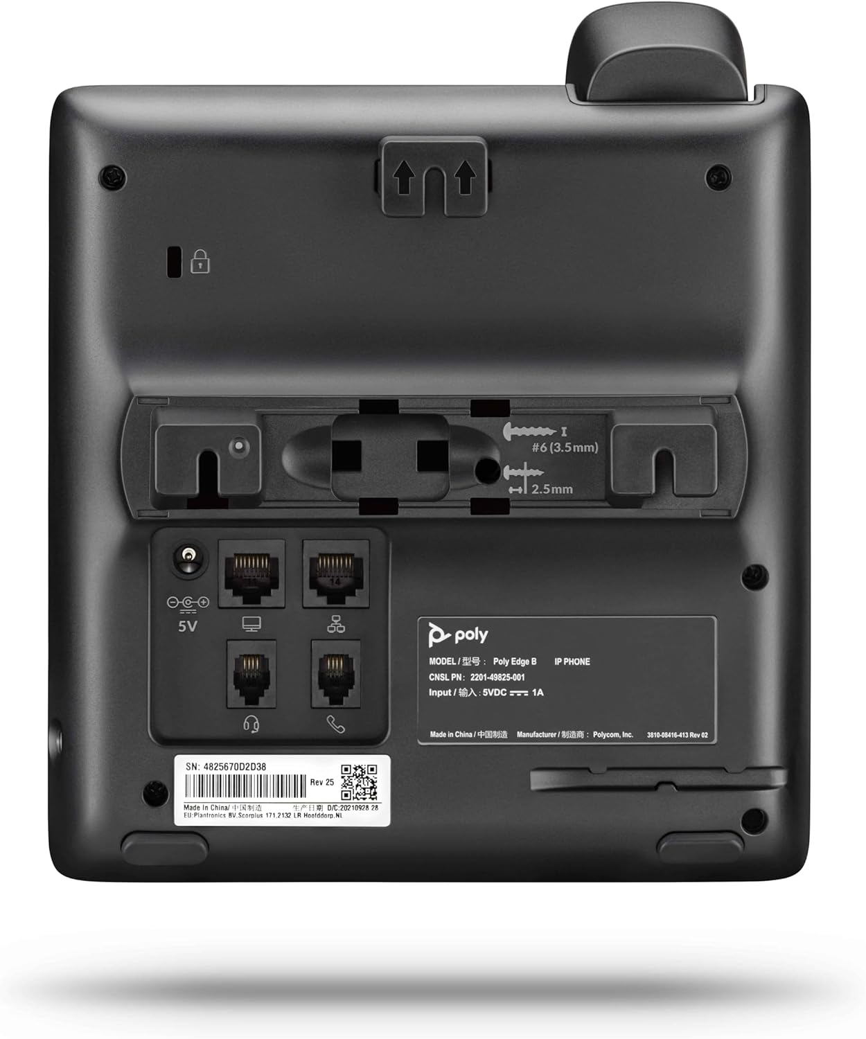Poly Edge B30 IP Phone - Corded - Corded - Desktop, Wall Mountable - Black - VoIP