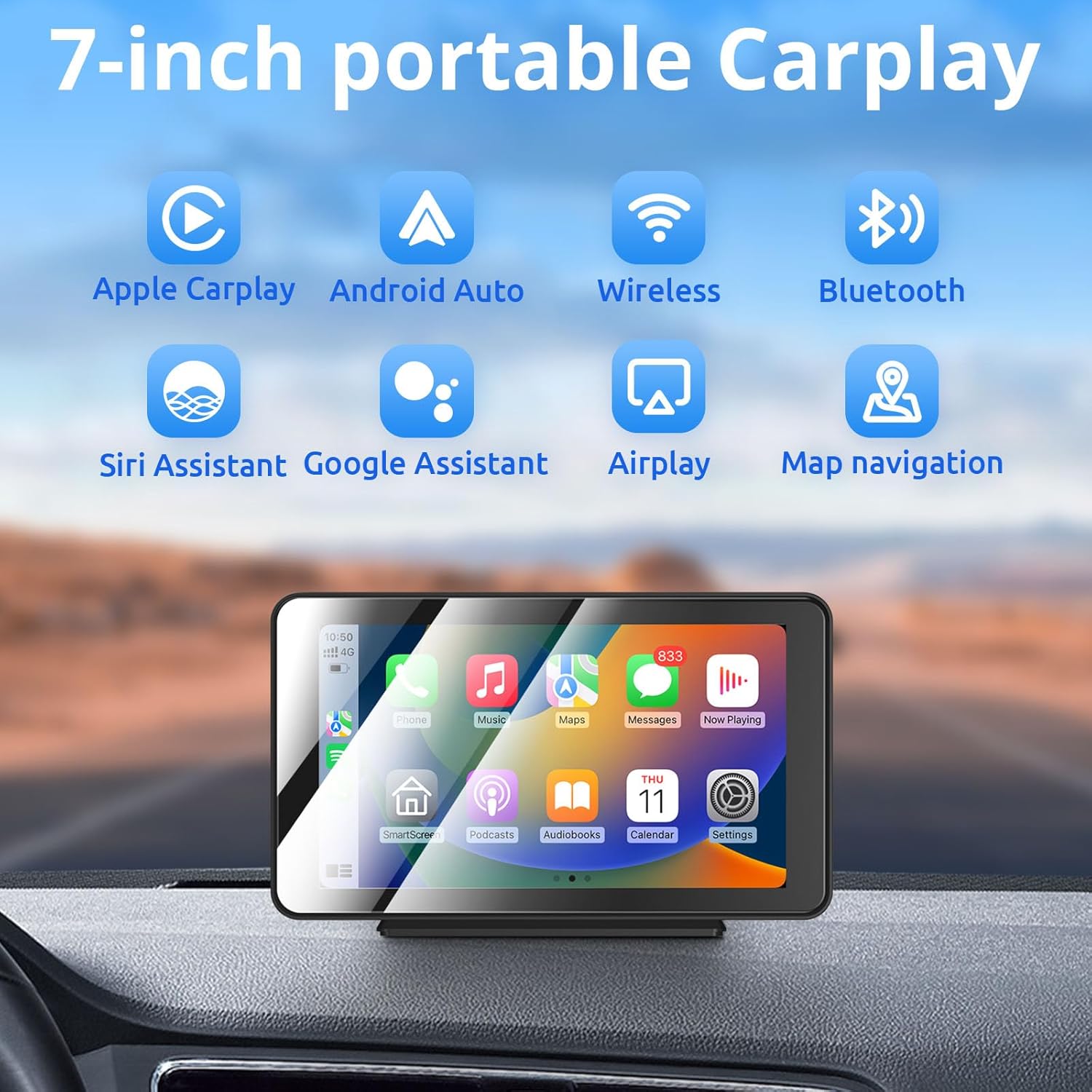 Essgoo Autoestareo 7in Portatil Con Android Auto Y Carplay