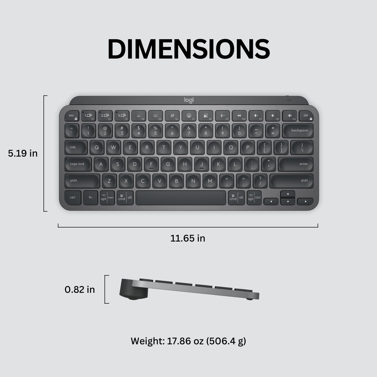 Refurbished - MX Keys Mini Minimalist Wireless Illuminated Keyboard-GRAPHITE-US-2.4GHZ/BT 920-010388